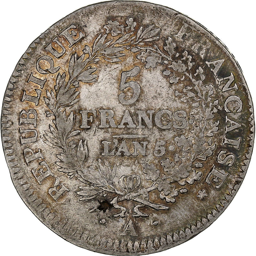 France, Directoire, 5 Francs, AN 5, Paris, Argent, TB, Gadoury:563