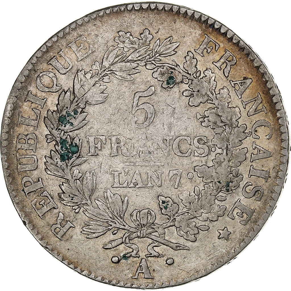 Frankrijk, Directoire, 5 Francs, AN 7, Paris, Zilver, FR, Gadoury:563