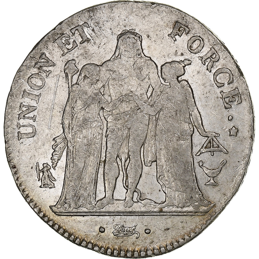 France, 5 Francs, AN 11, Bordeaux, Silver, VF(20-25), Gadoury:563a