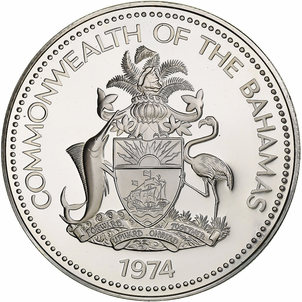 Bahamas, Elizabeth II, 2 Dollars, 1974, Franklin Mint, PP, Silber, STGL, KM:66a