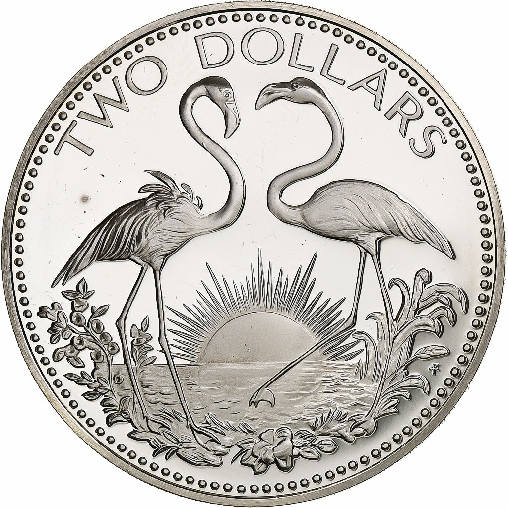 Bahamas, Elizabeth II, 2 Dollars, 1974, Franklin Mint, PP, Silber, STGL, KM:66a