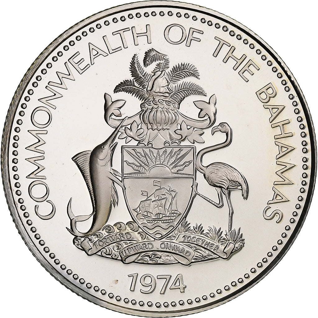 Bahamas, Elizabeth II, 50 Cents, 1974, Franklin Mint, Proof, Silver, MS(65-70)