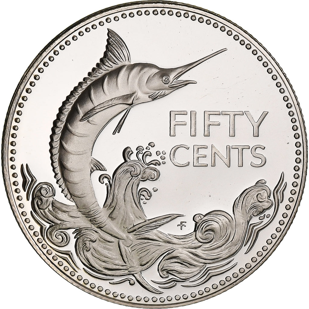 Bahamas, Elizabeth II, 50 Cents, 1974, Franklin Mint, Proof, Silver, MS(65-70)