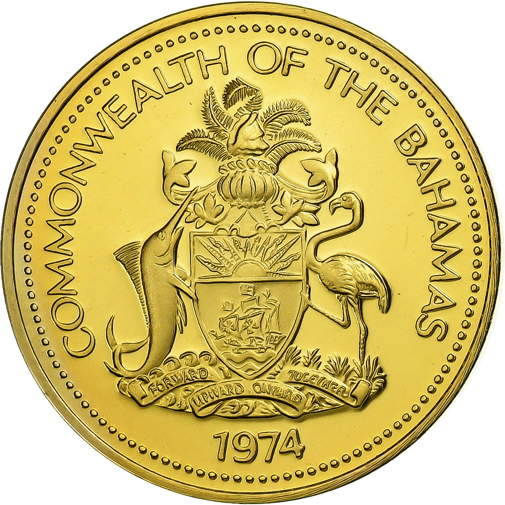 Bahamy, Elizabeth II, Cent, 1974, Franklin Mint, Proof, Mosiądz niklowy