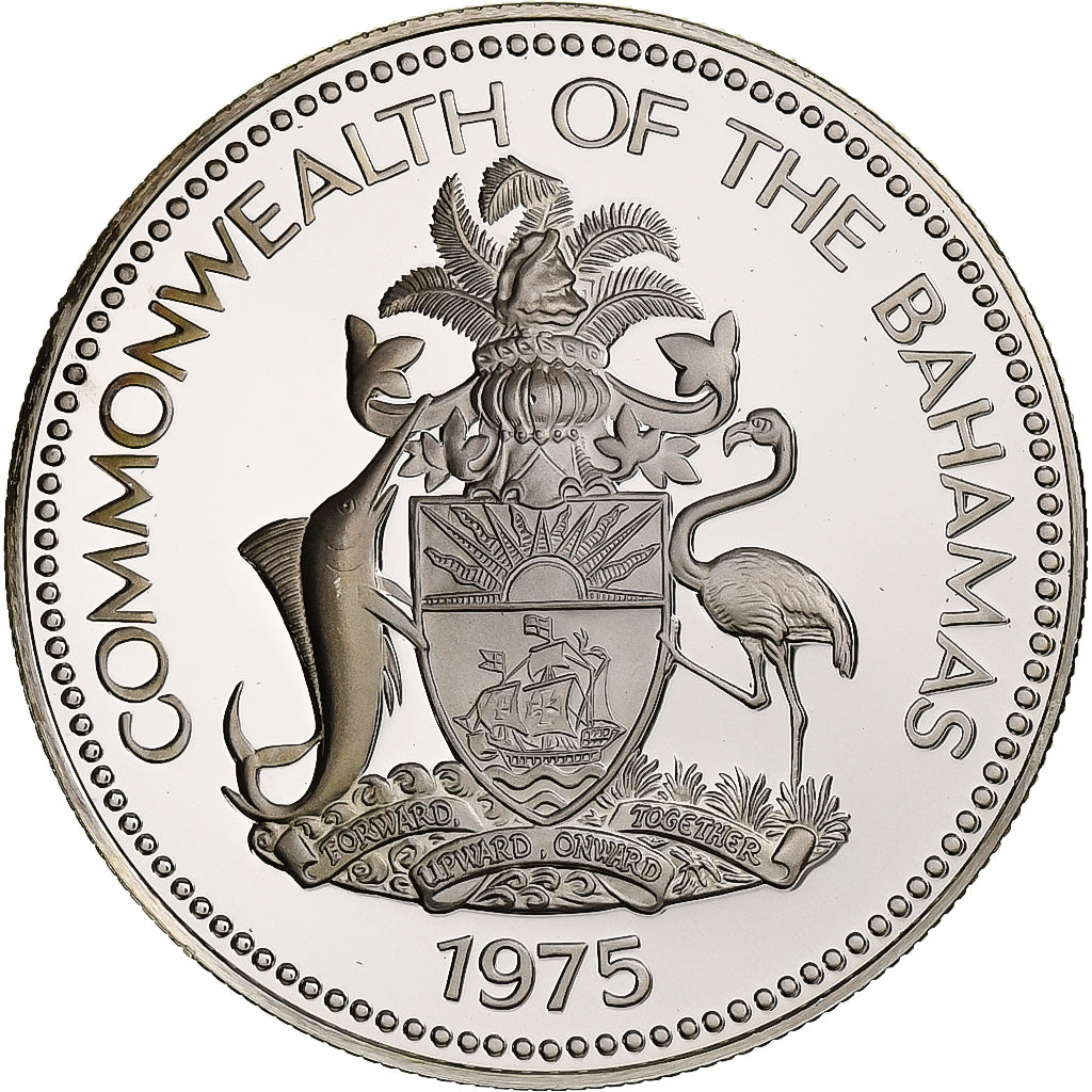 Bahamas, Elizabeth II, Dollar, 1975, Franklin Mint, Proof, Silver, MS(65-70)