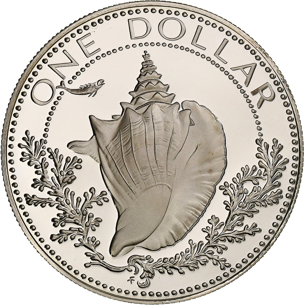 Bahamas, Elizabeth II, Dollar, 1975, Franklin Mint, Proof, Silver, MS(65-70)