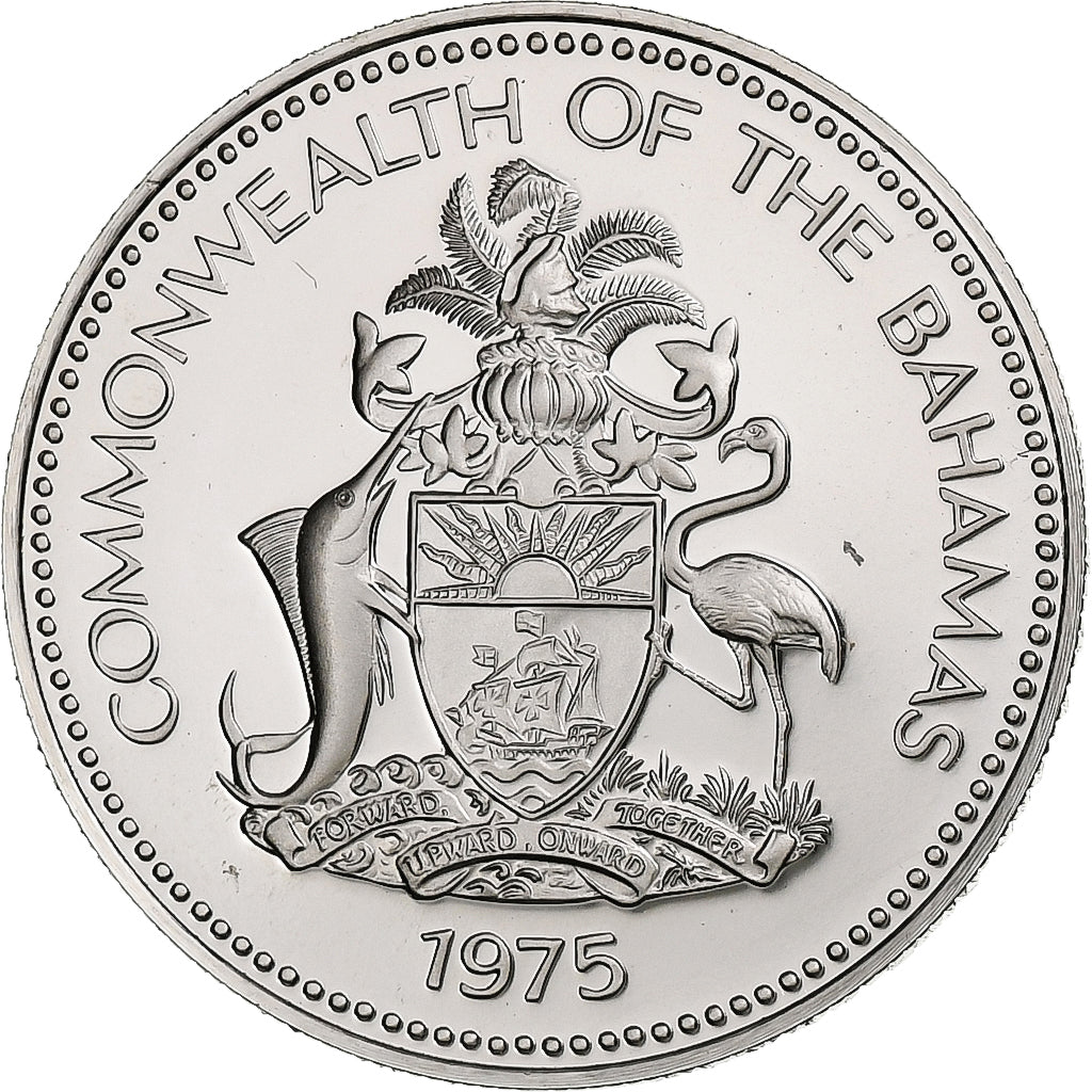 Baamas, Elizabeth II, 25 Cents, 1975, Franklin Mint, Proof, Níquel, MS(65-70)