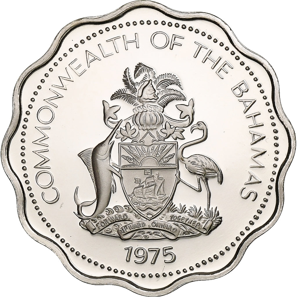 Baamas, Elizabeth II, 10 Cents, 1975, Franklin Mint, Proof, Cobre-níquel