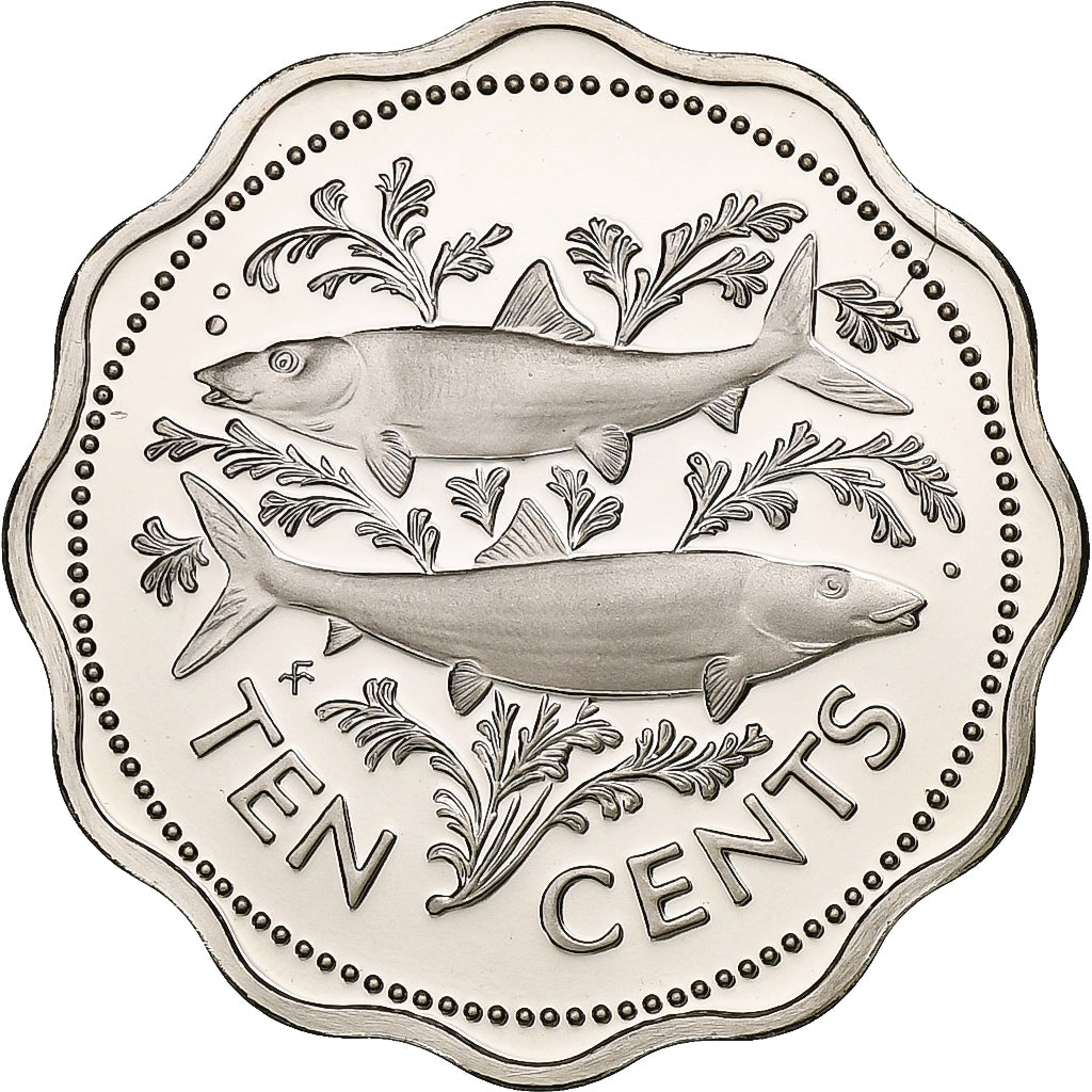 Baamas, Elizabeth II, 10 Cents, 1975, Franklin Mint, Proof, Cobre-níquel