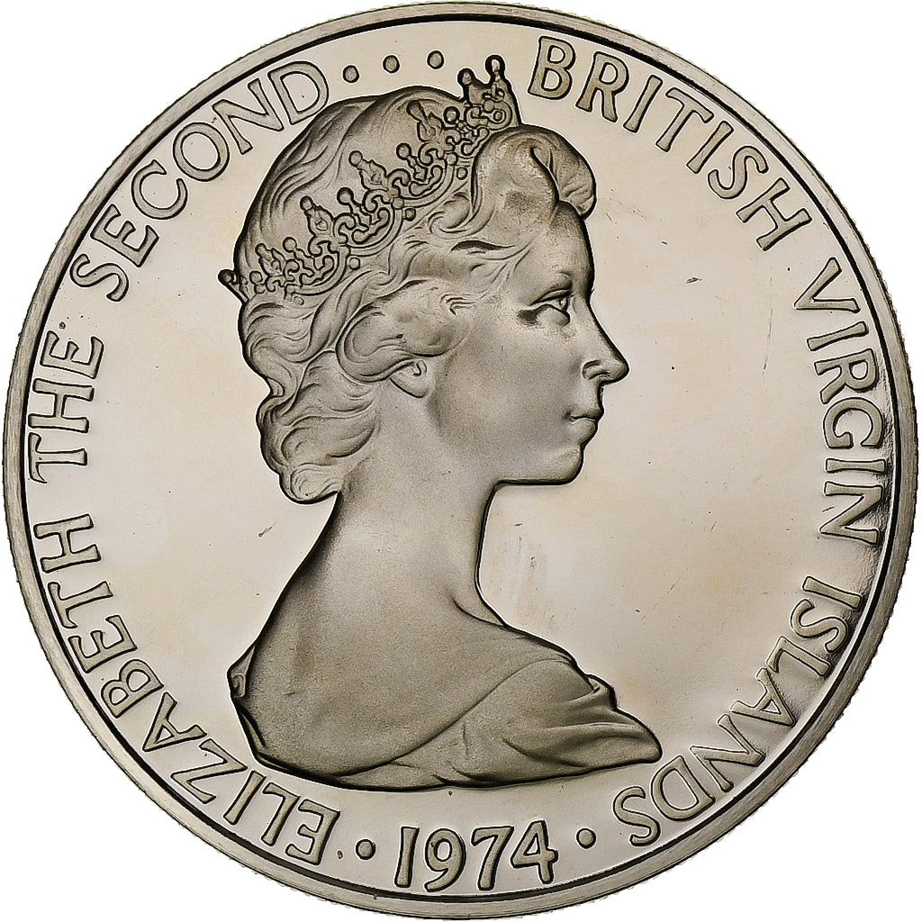 British Virgin Islands, Elizabeth II, 25 Cents, 1974, Franklin Mint, Proof