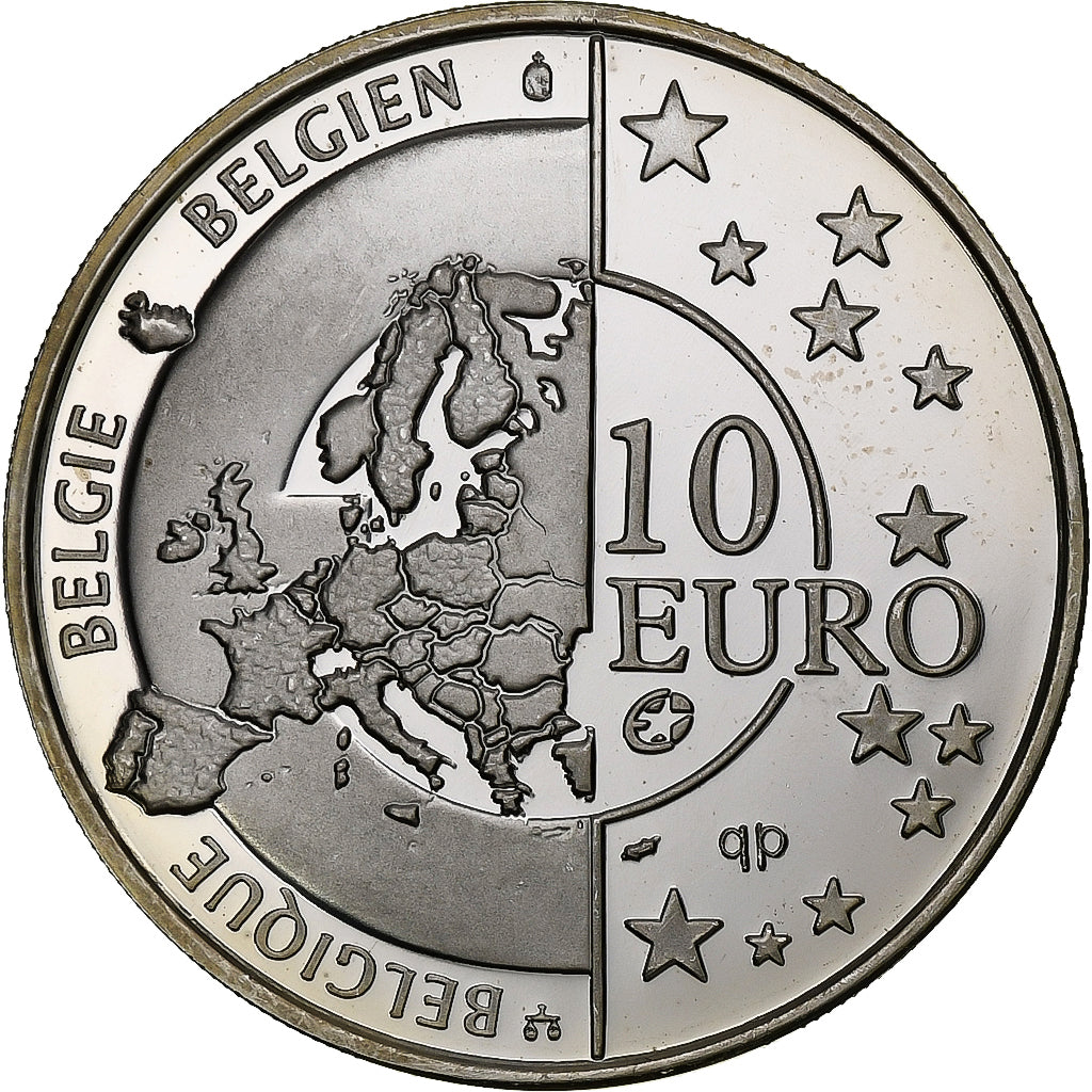 Bélgica, 10 Euro, Peace in Europe, Proof, 2005, Brussels, Prata, MS(65-70)