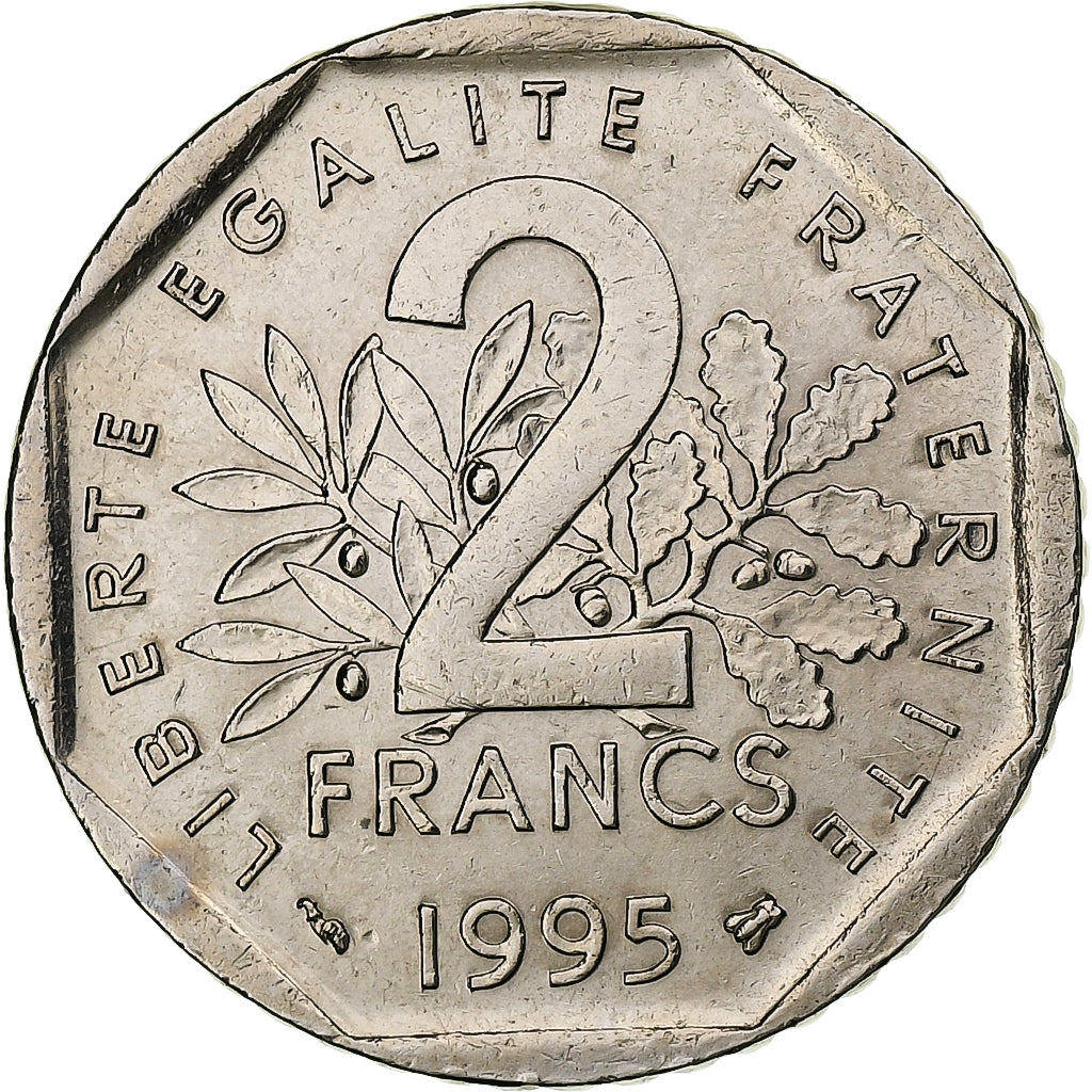 France, 2 Francs, 1995, Pessac, Proof, Nickel, MS(65-70), Gadoury:547b
