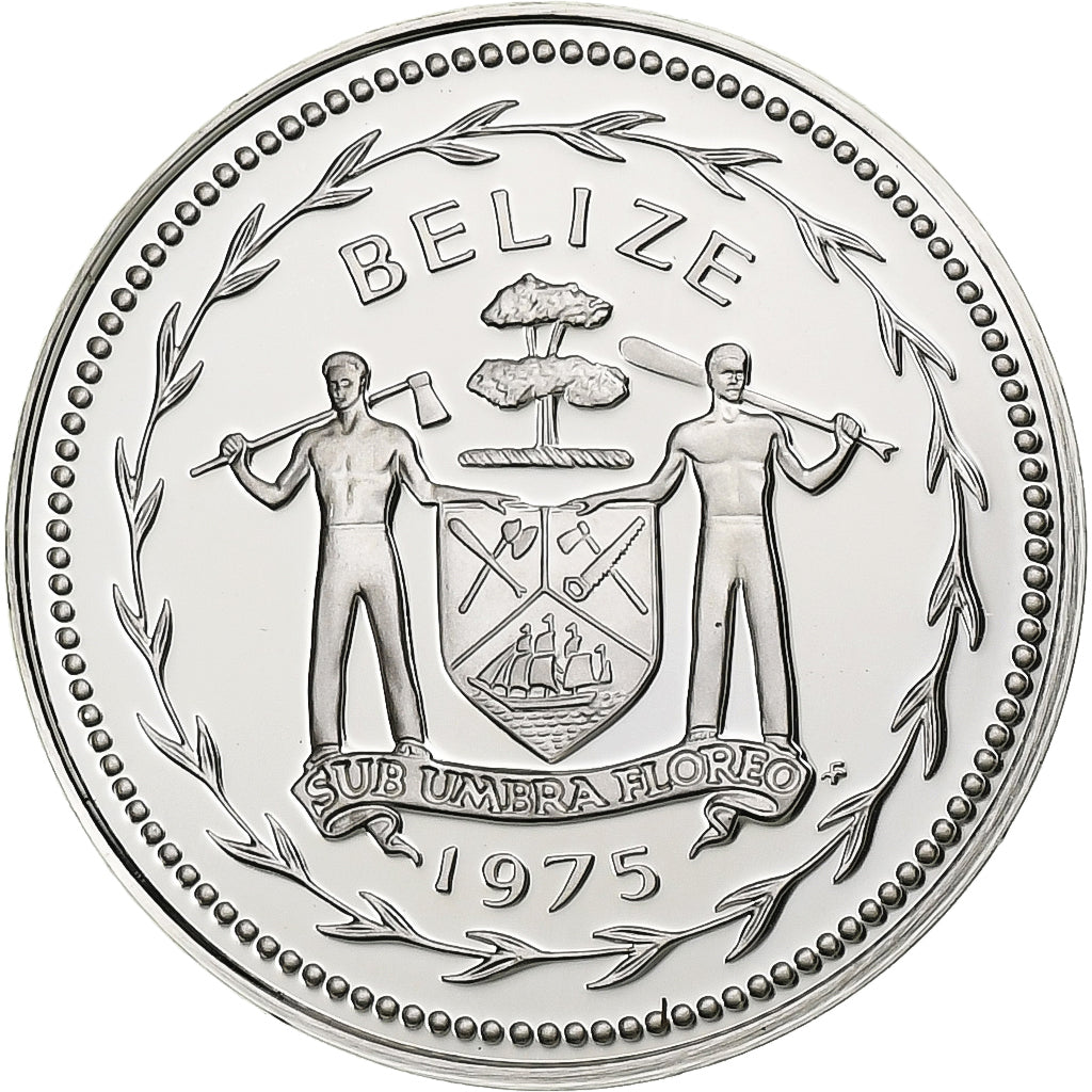 Belize, 5 Cents, 1975, Franklin Mint, Proof, Silver, MS(65-70), KM:47a