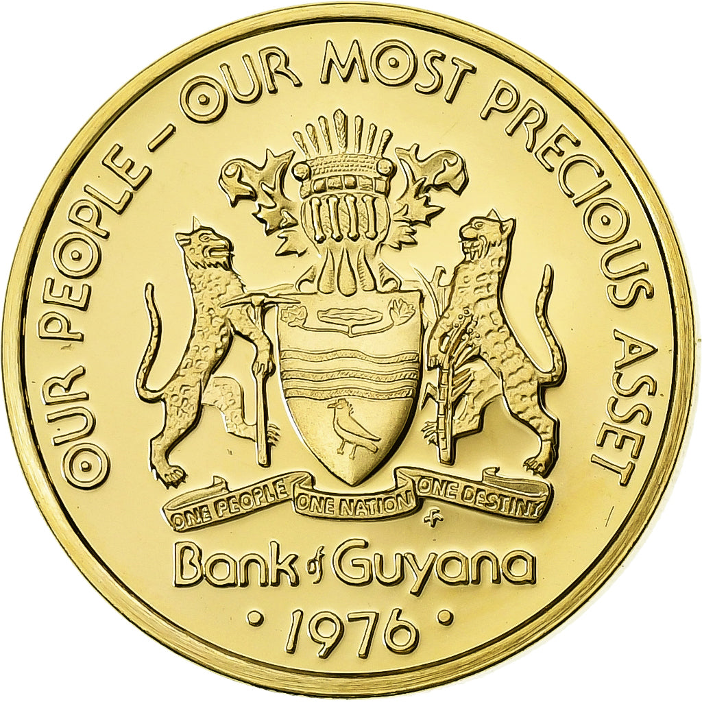 Guyana, Cent, 1976, Franklin Mint, Proof, Brass, MS(65-70), KM:37