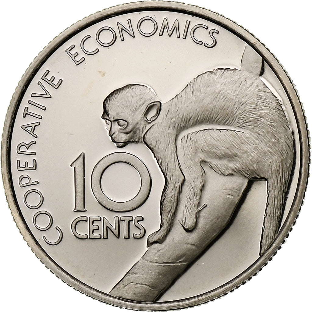 Guyana, 10 Cents, 1976, Franklin Mint, Proof, Copper-nickel, MS(65-70), KM:39