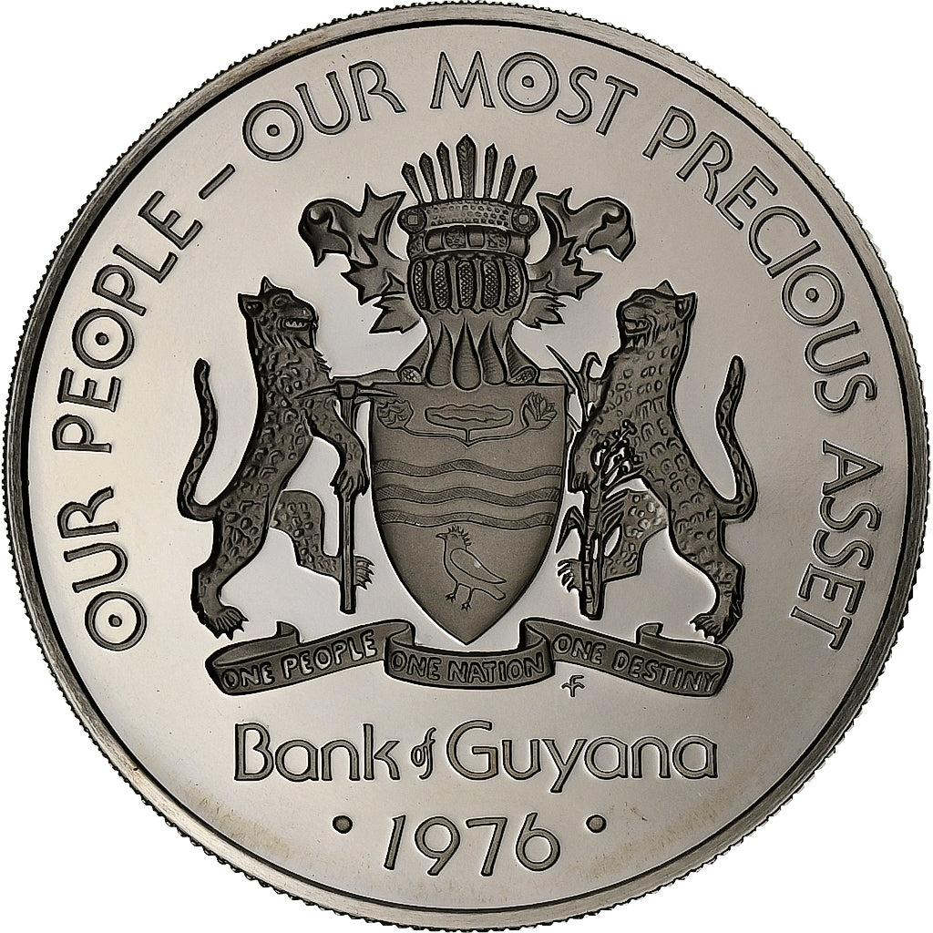 Guyana, Dollar, 1976, Franklin Mint, Proof, Copper-nickel, MS(65-70), KM:42