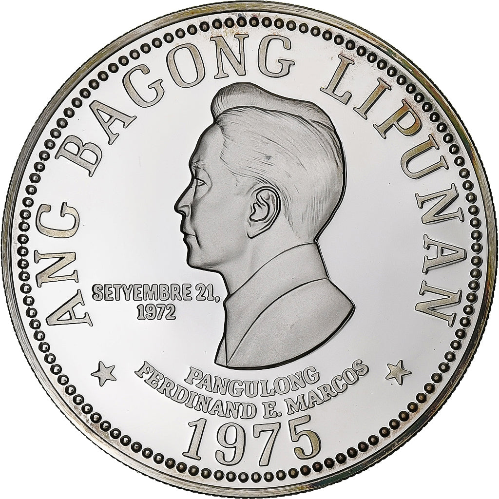 Philippines, 50 Piso, 1975, Franklin Mint, Proof, Silver, MS(65-70), KM:212