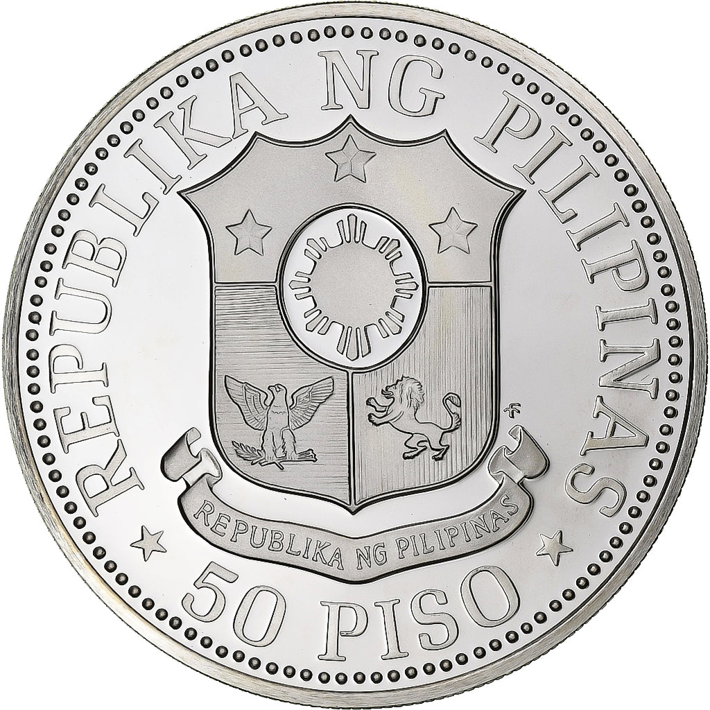 Philippines, 50 Piso, 1975, Franklin Mint, Proof, Silver, MS(65-70), KM:212
