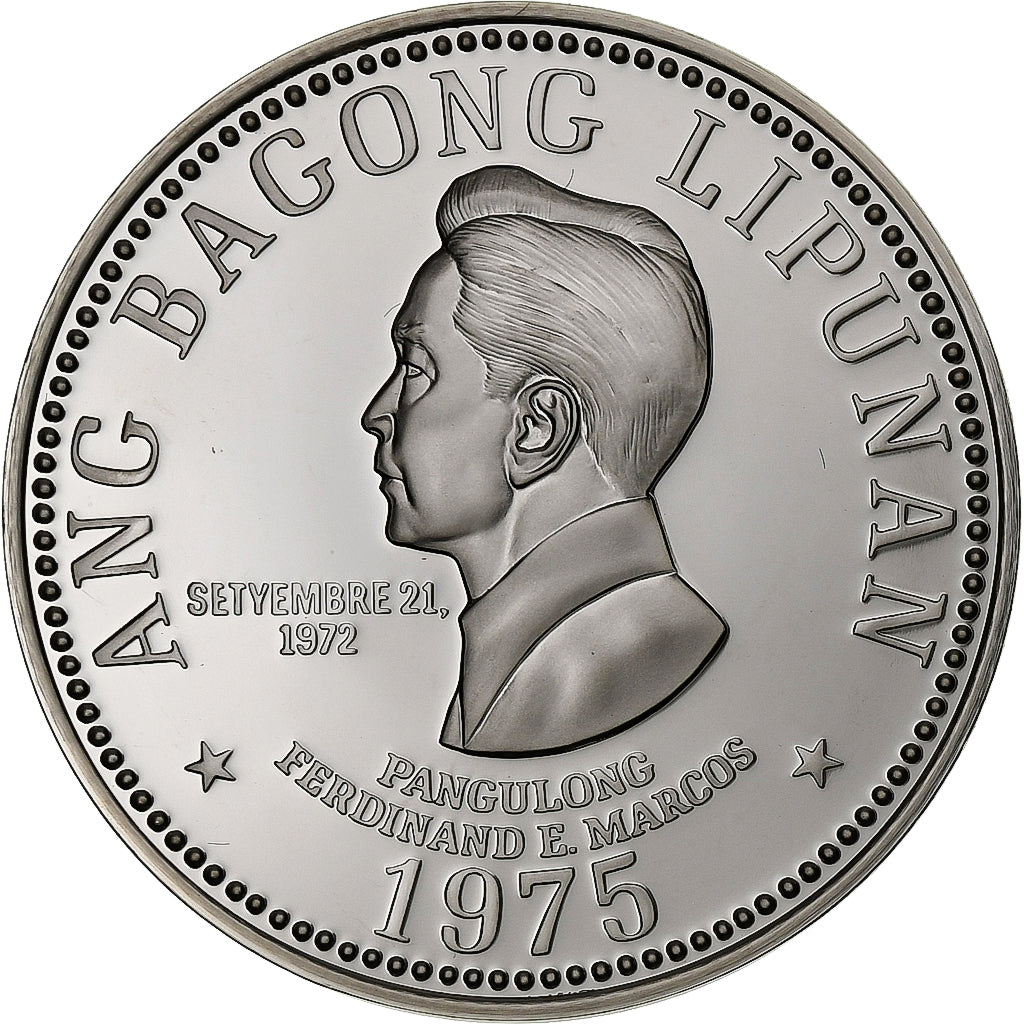 Philippines, 5 Piso, 1975, Franklin Mint, Proof, Silver, MS(65-70), KM:210