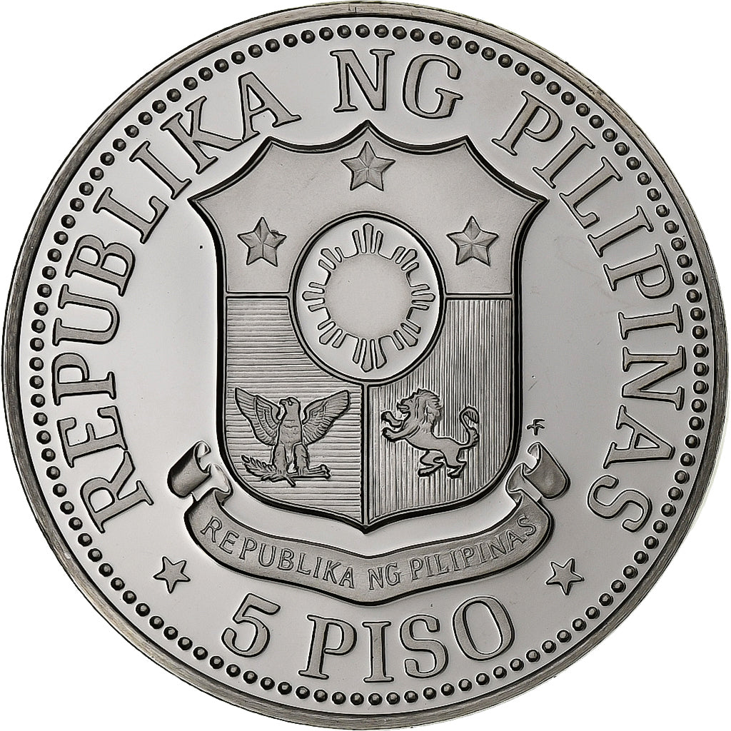 Philippines, 5 Piso, 1975, Franklin Mint, Proof, Silver, MS(65-70), KM:210