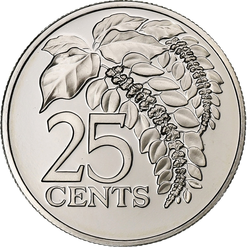 Trindade e Tobago, 25 Cents, 1975, Franklin Mint, Proof, Cobre-níquel