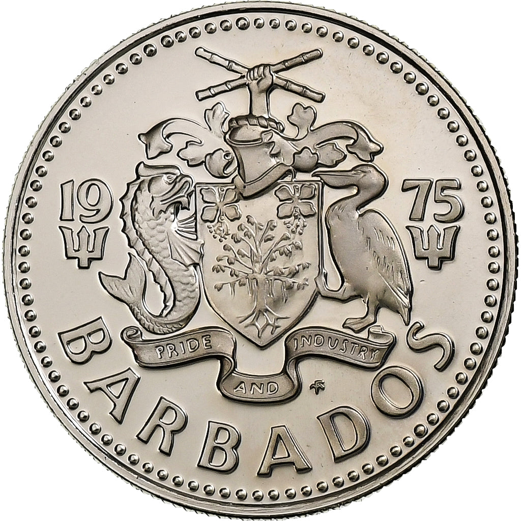 Barbados, 10 Cents, 1975, Franklin Mint, Proof, Miedź-Nikiel, MS(65-70), KM:12
