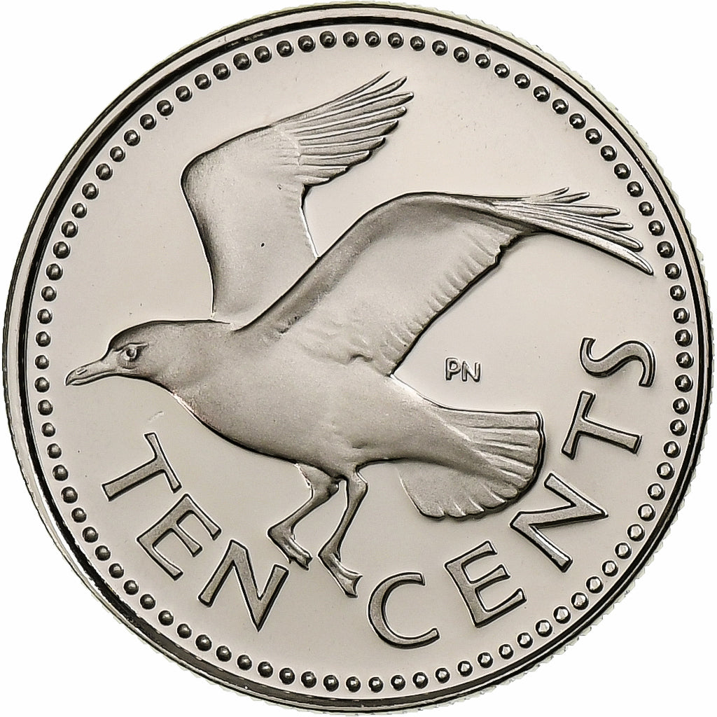Barbados, 10 Cents, 1975, Franklin Mint, Proof, Miedź-Nikiel, MS(65-70), KM:12