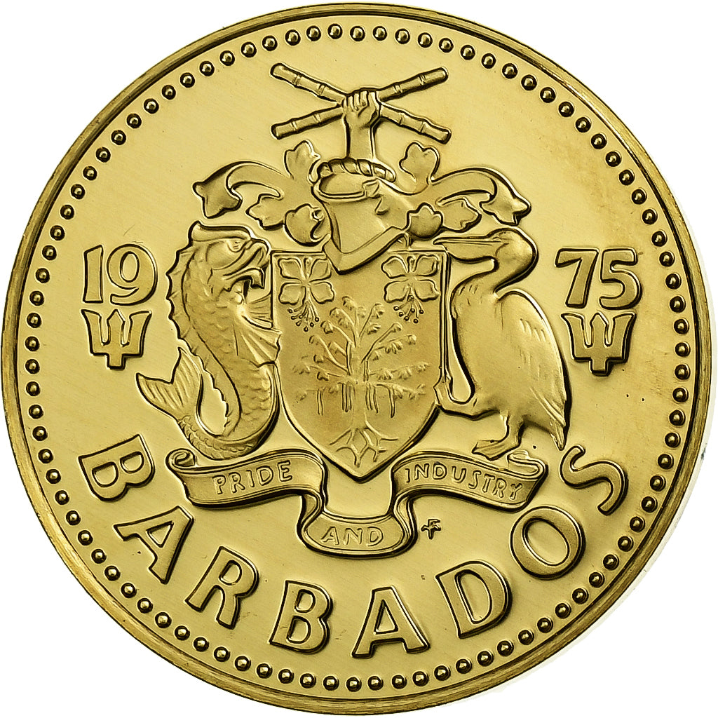 Barbados, 5 Cents, 1975, Franklin Mint, FS, Ottone, FDC, KM:11