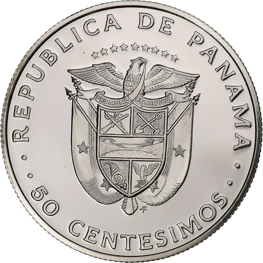 Panama, 50 Centesimos, 1975, Franklin Mint, Proof, Copper-Nickel Clad Copper
