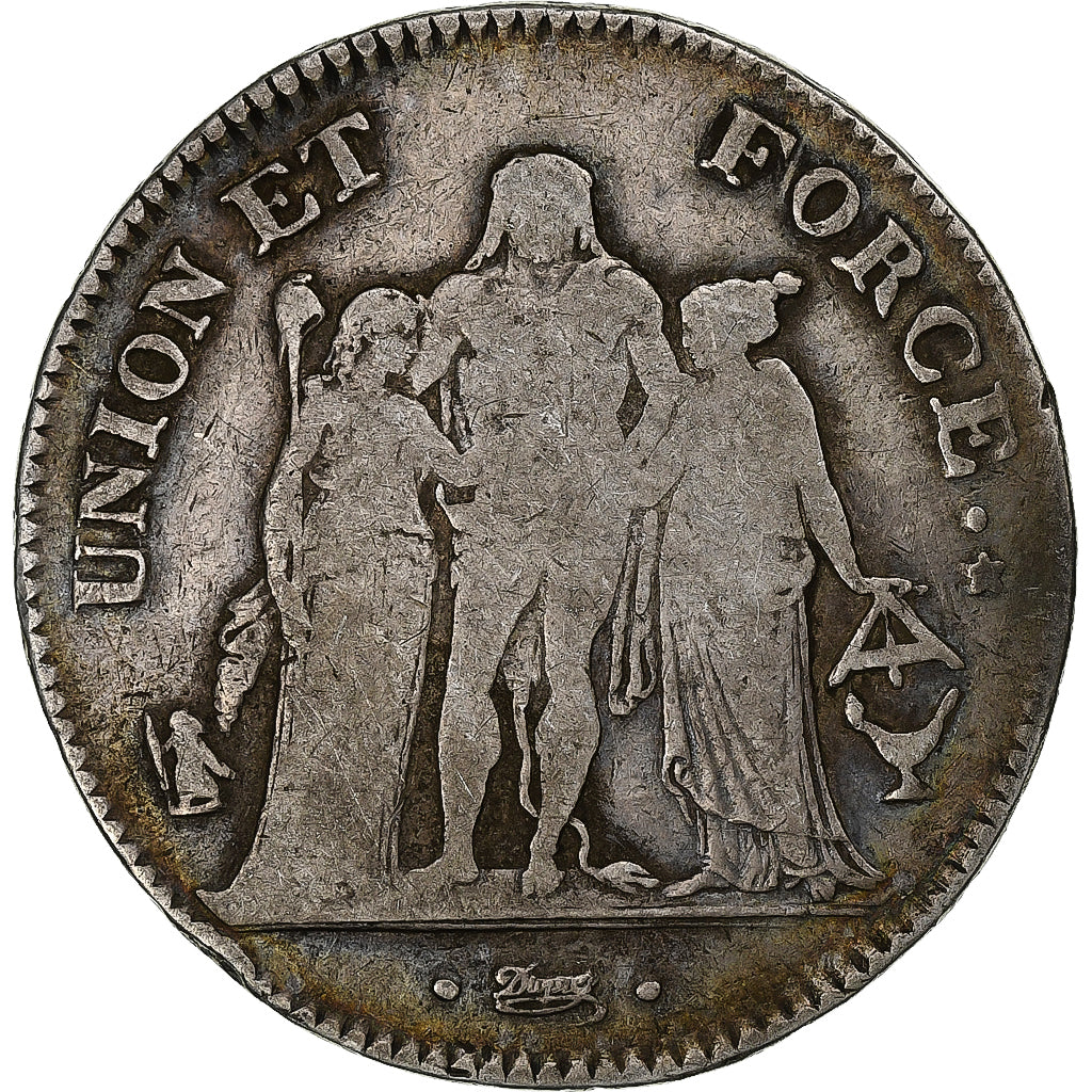 France, Directoire, 5 Francs, AN 7, Bordeaux, Argent, TB, Gadoury:563