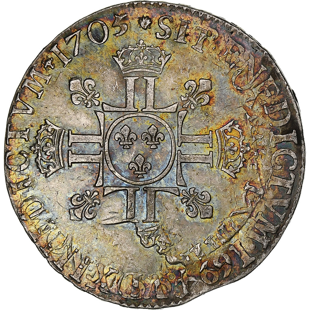 France, Louis XIV, 1/2 Ecu, 1705, reformed, Silver, VF(30-35), Gadoury:194