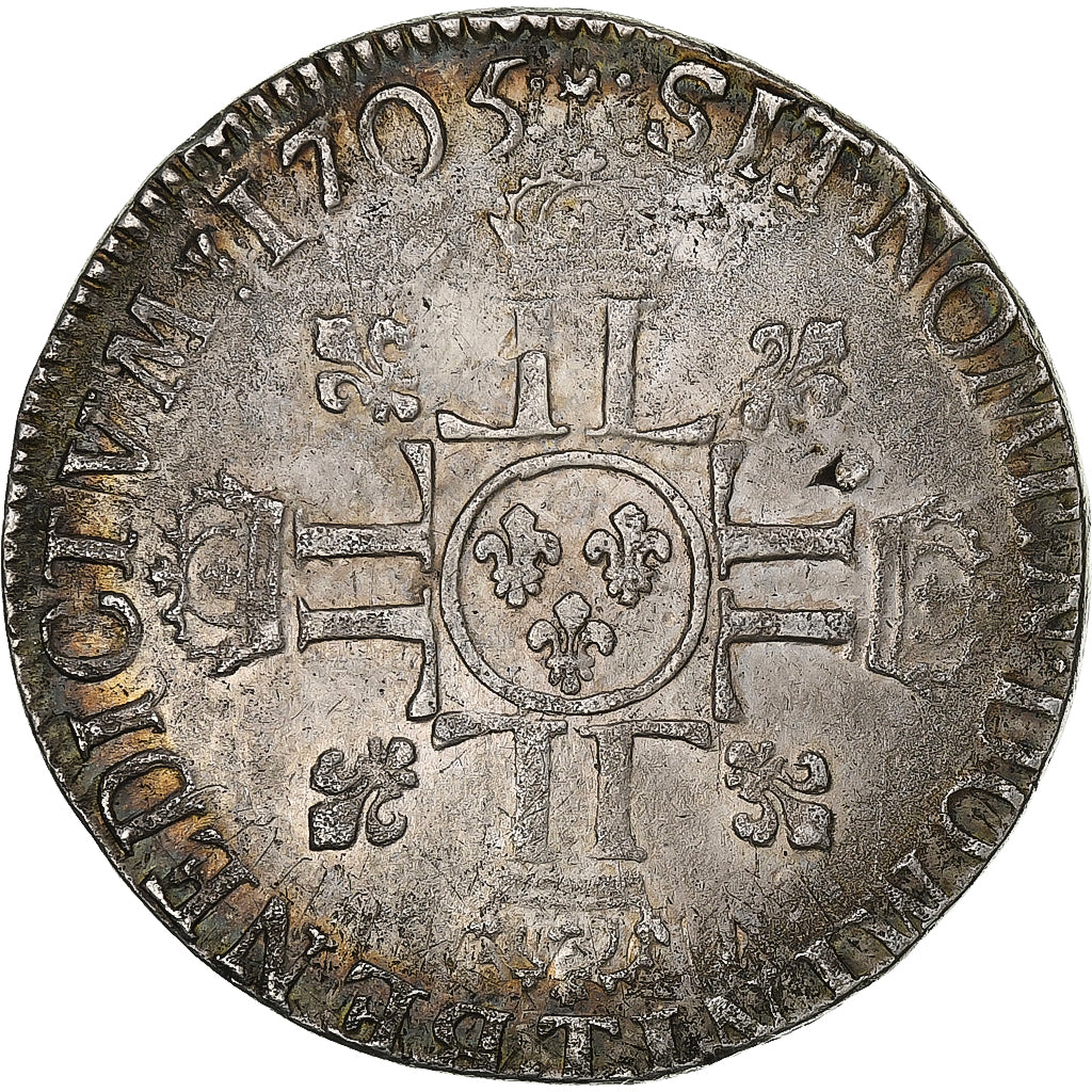 Francia, Louis XIV, Ecu, 1705, Nantes, Plata, BC+, Gadoury:224