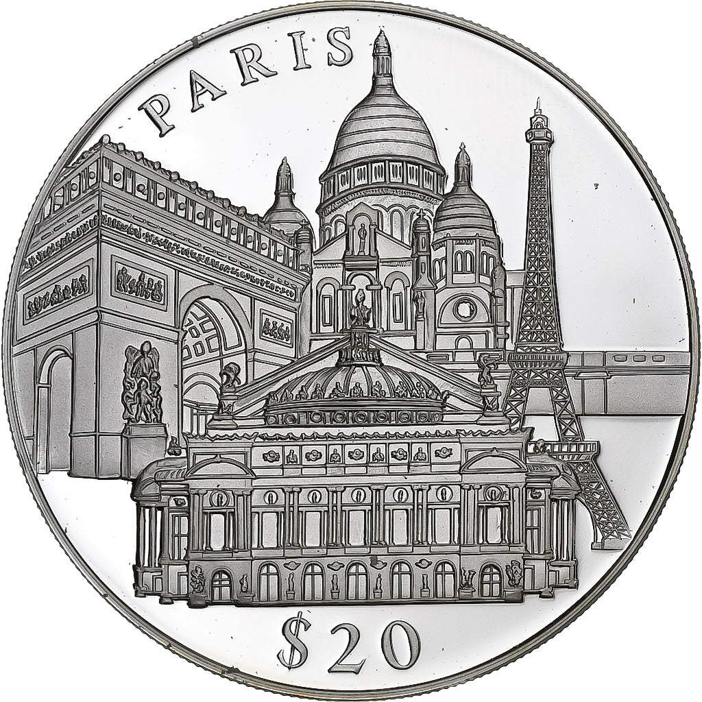 Liberia, 20 Dollars, Paris, 2000, Proof, Silver, MS(65-70)