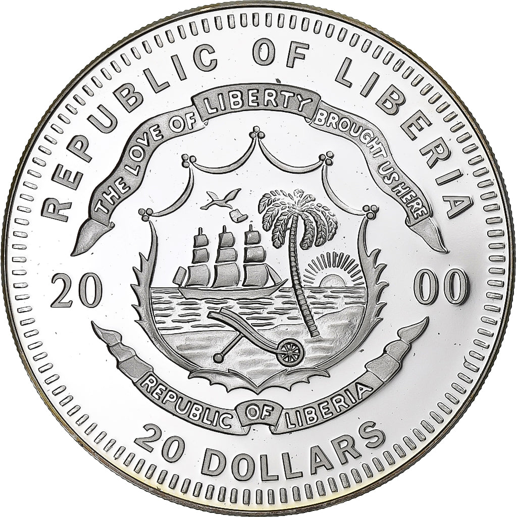 Liberia, 20 Dollars, Paris, 2000, Proof, Silver, MS(65-70)