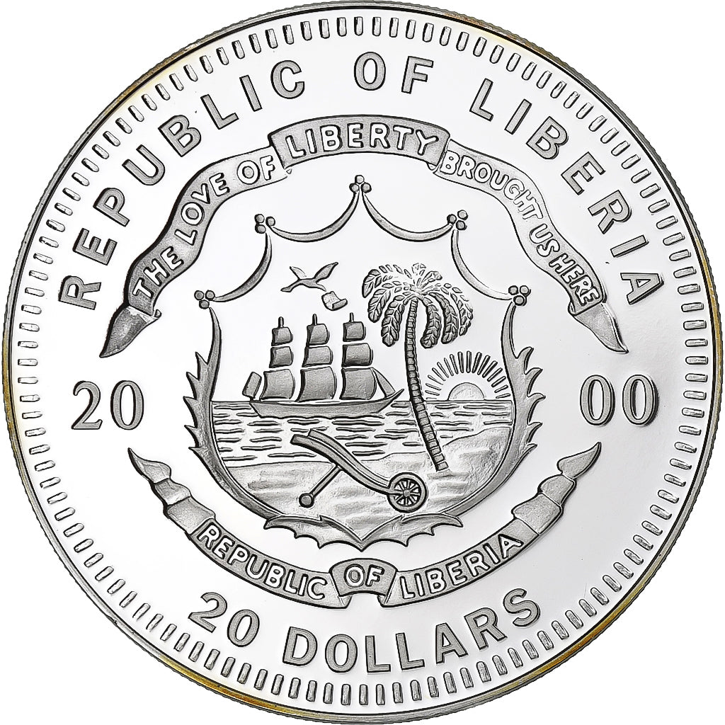 Liberia, 20 Dollars, Stockholm, 2000, FS, Argento, FDC