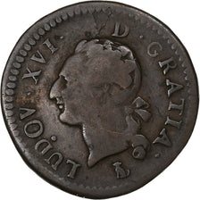 Francja, Louis XVI, Liard, 1791, Nantes, Miedź, VF(20-25), Gadoury:348