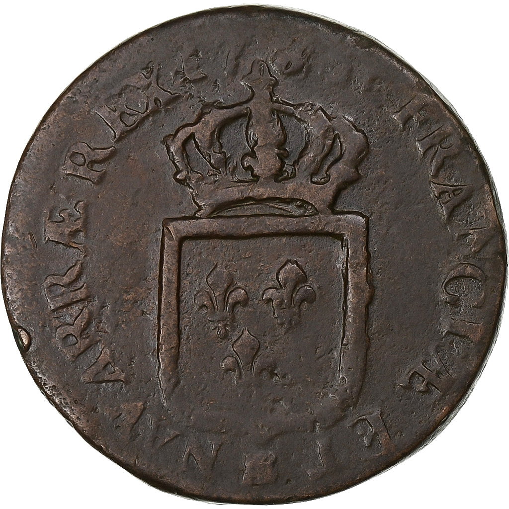 Francja, Louis XVI, Sol, 1785, Strasbourg, Miedź, VF(20-25), Gadoury:350