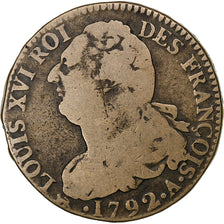 France, Louis XVI, 2 sols François, 1792 / AN 4, Paris, Copper, VF(20-25)