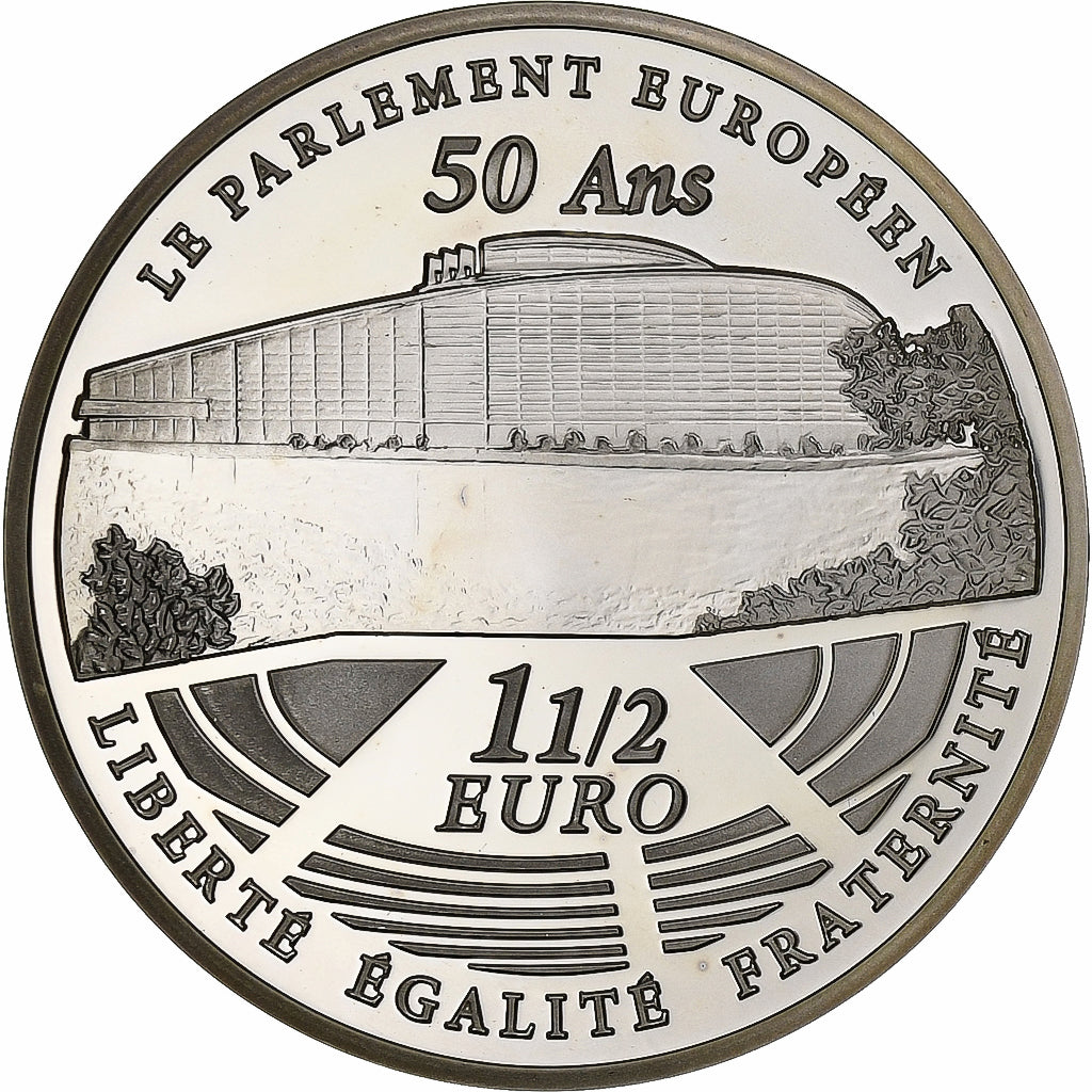 Francja, 1 1/2 Euro, Parlement européen, Proof, 2008, Pessac, Srebro