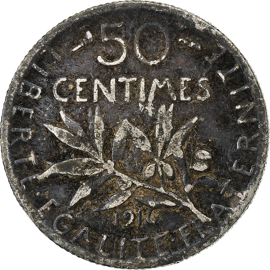 Frankreich, 50 Centimes, Semeuse, 1916, Paris, Silber, S, Gadoury:420