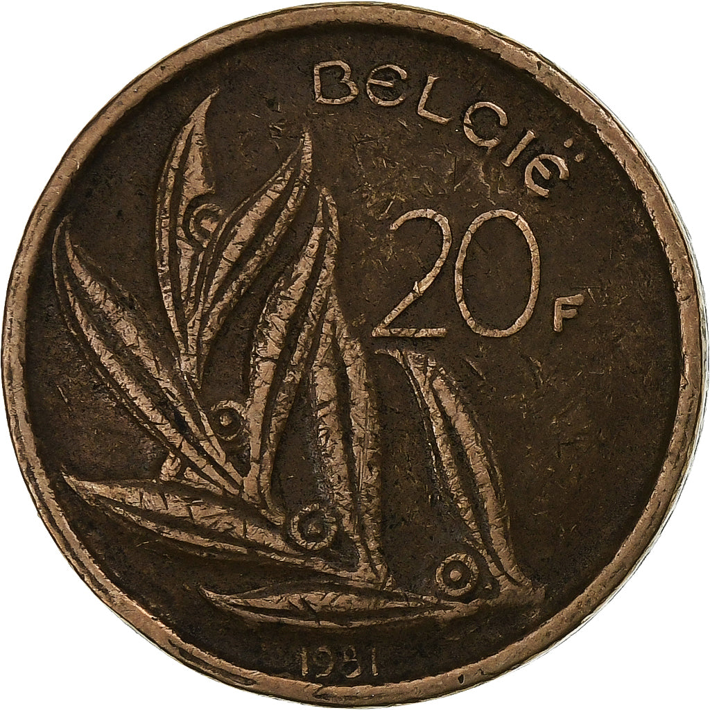 Belgia, Baudouin I, 20 Francs, 1981, Brussels, Nickel brass, VF(20-25), KM:159
