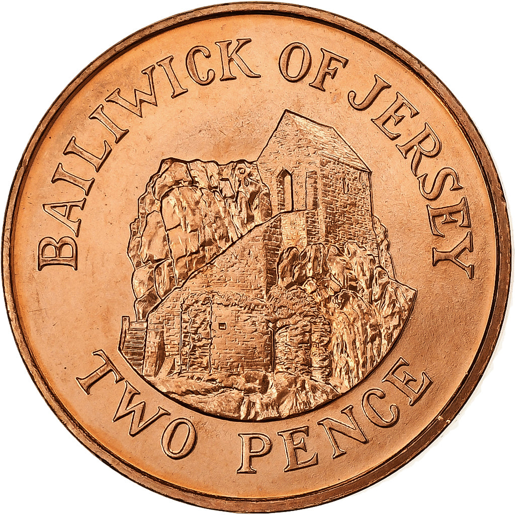 Jersey, Elizabeth II, 2 Pence, 1992, Miedź platerowana stalą, MS(64)
