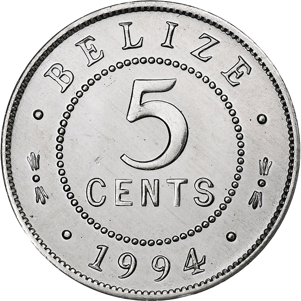 Belize, Elizabeth II, 5 Cents, 1994, Llantrisant, Aluminum, MS(64)