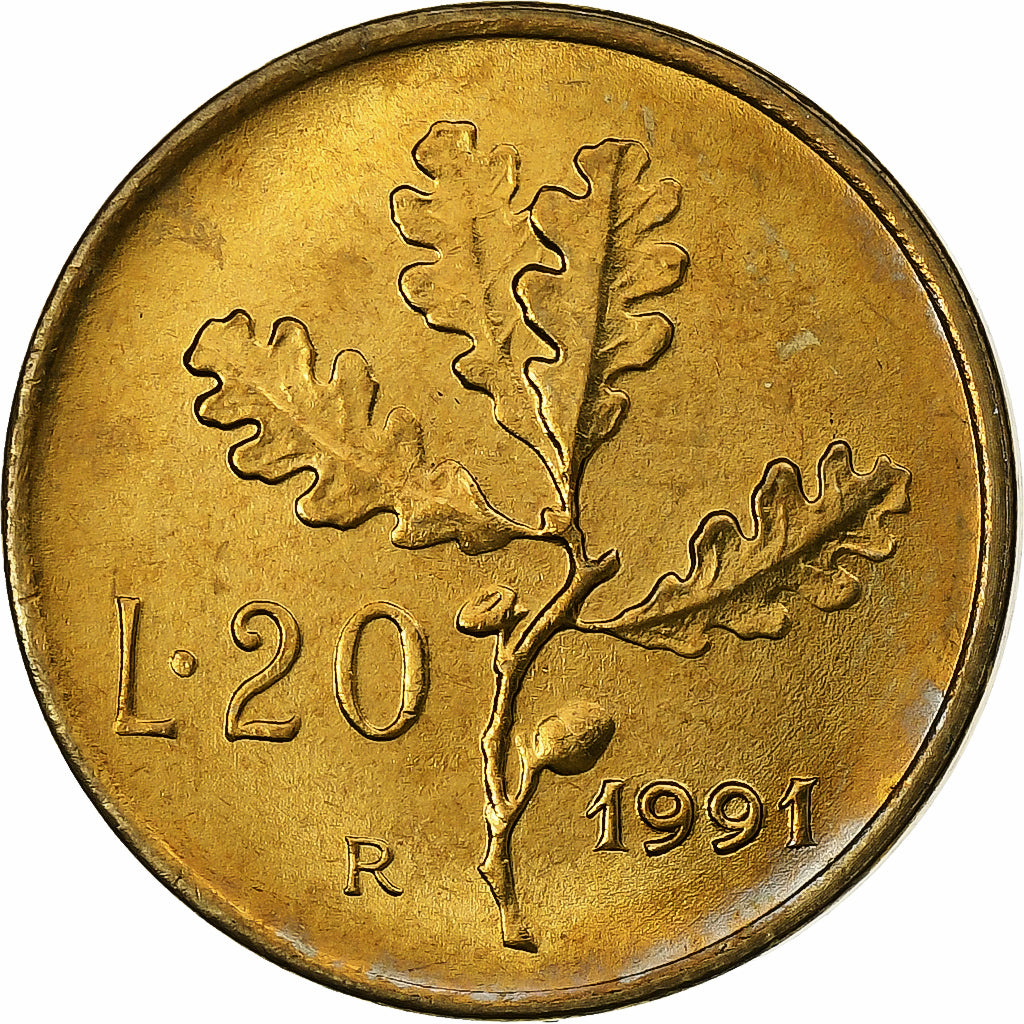 Italy, 20 Lire, 1991, Rome, Bronzital, MS(63)