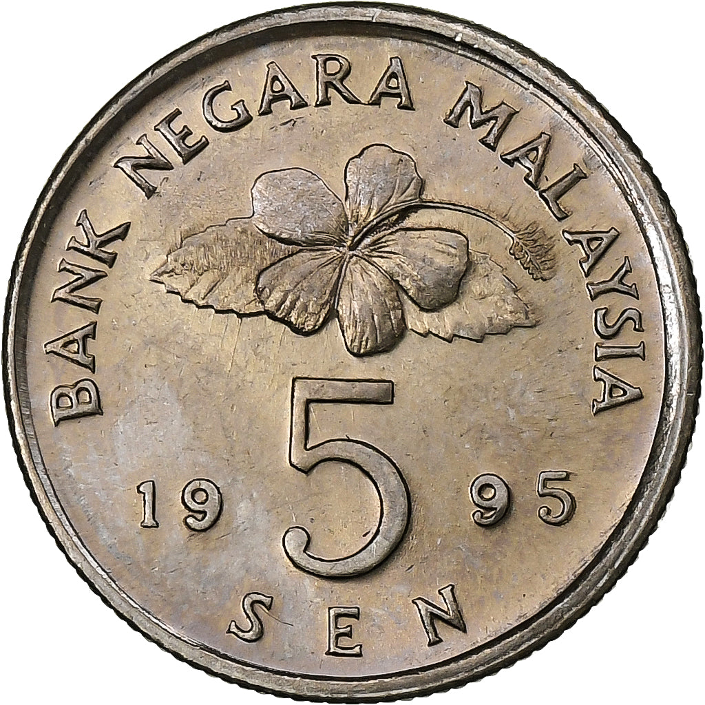 Malaysie, 5 Sen, 1995, Shah Alam, Cupro-nickel, SPL