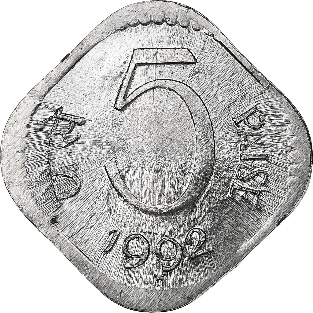 India, 5 Paise, 1992, Calcutta, Aluminio, SC