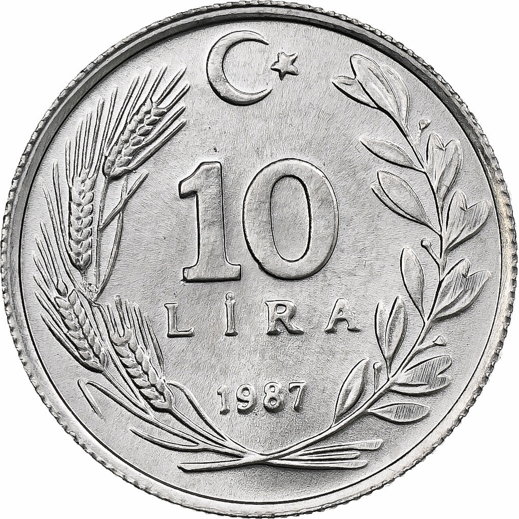 Turkey, 10 Lira, 1987, Aluminum, MS(63)