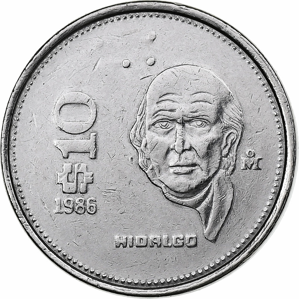 Mexico, 10 Pesos, 1986, Mexico City, Stainless Steel, MS(63)