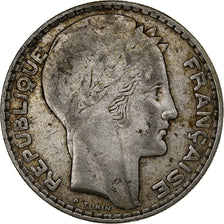 Francia, 20 Francs, Turin, 1933, Paris, Plata, BC+, Gadoury:852