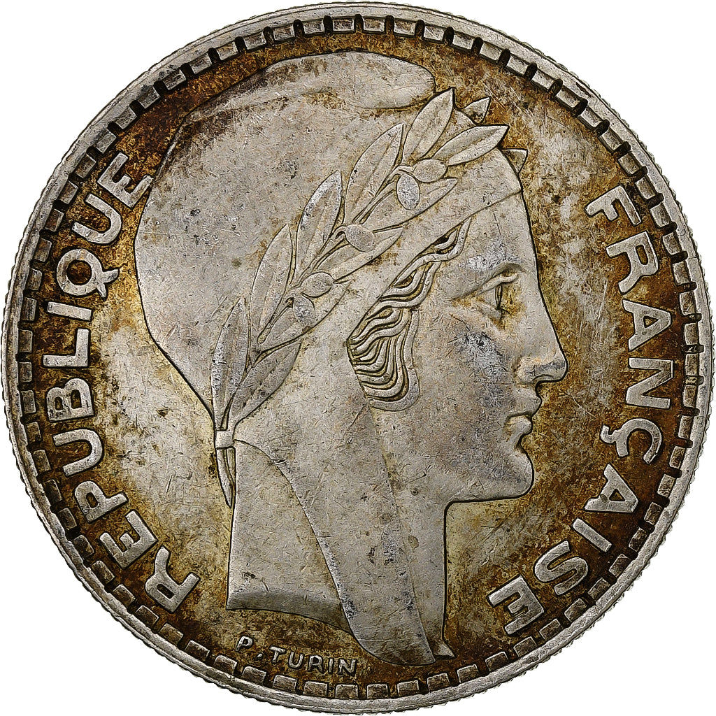 Francja, 20 Francs, Turin, 1938, Paris, Srebro, EF(40-45), Gadoury:852